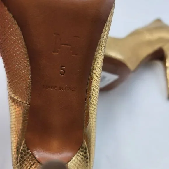 Halston Heritage Gold Heels Leather Pumps - Picture 11 of 11